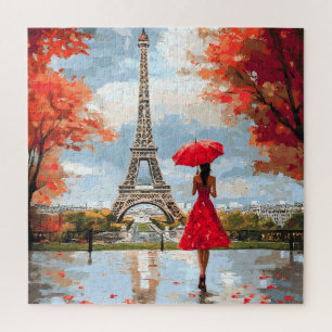 Wind Romance Paris Chic Walk Jigsaw Puzzle