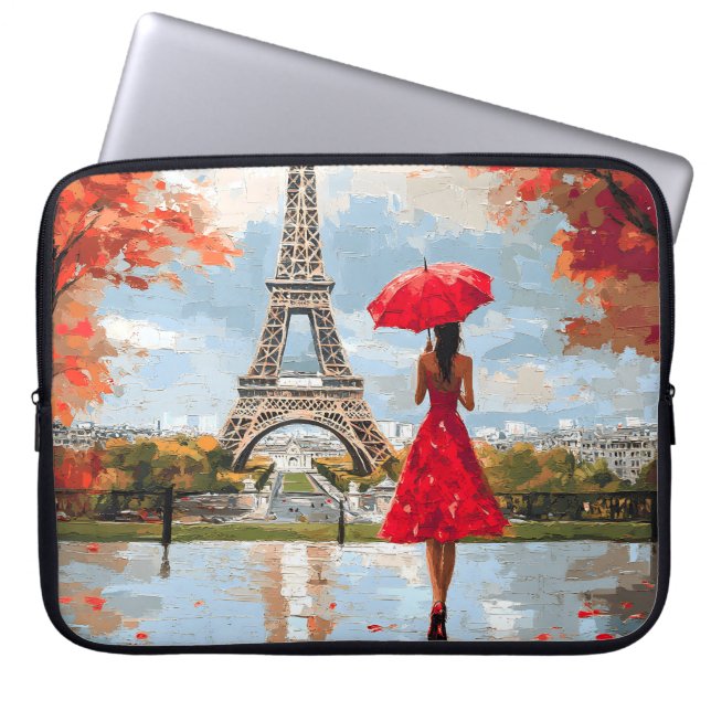 Wind Romance Paris Chic Walk Laptop Sleeve (Front)