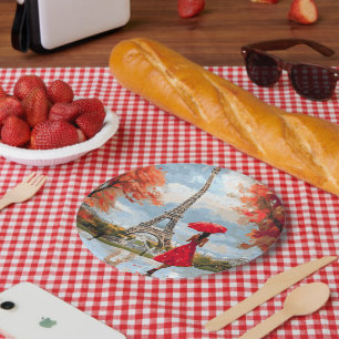 Wind Romance Paris Chic Walk Paper Plates