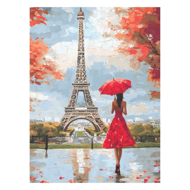Wind Romance Paris Chic Walk Tablecloth (Front)