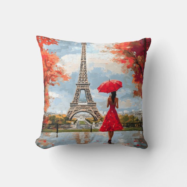 Wind Romance Paris Chic Walk Throw Pillow (Front)