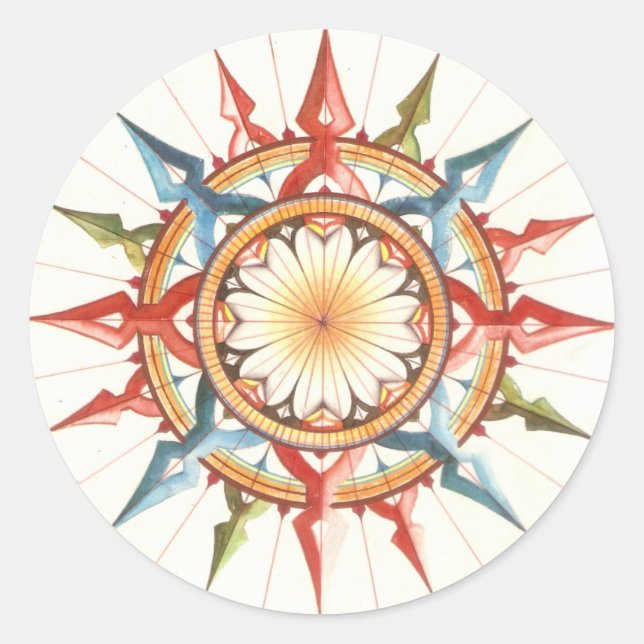 wind rose, compass classic round sticker (Front)