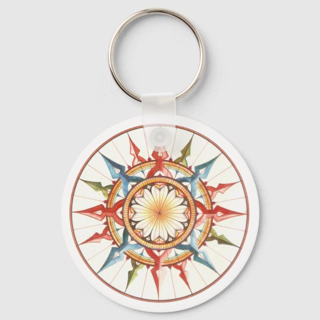 wind rose, compass keychain (Front)