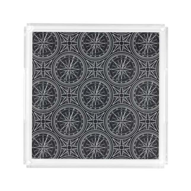 Wind Rose Compass Pattern Acrylic Tray (Front)