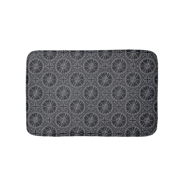 Wind Rose Compass Pattern Bathroom Mat (Front)