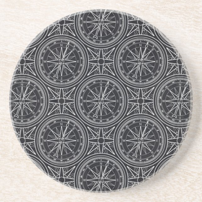 Wind Rose Compass Pattern Coaster (Front)