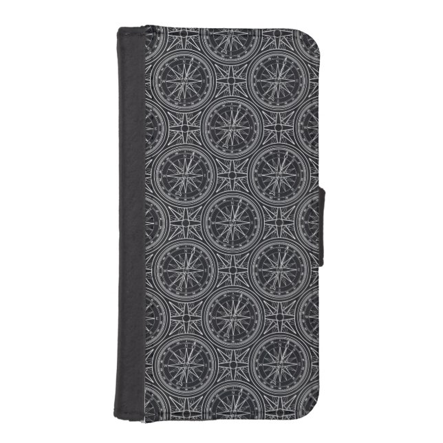 Wind Rose Compass Pattern iPhone Wallet Case (Front)