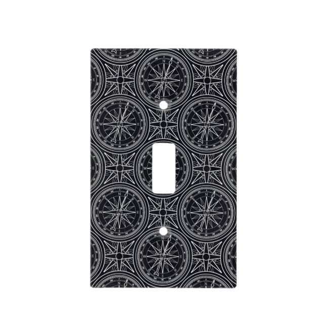 Wind Rose Compass Pattern Light Switch Cover (Front)