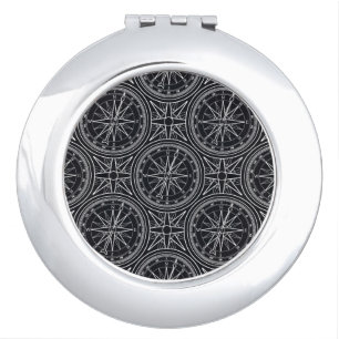 Wind Rose Compass Pattern Makeup Mirror