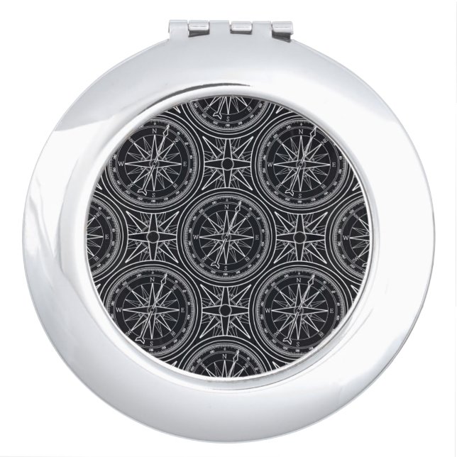 Wind Rose Compass Pattern Makeup Mirror (Front)