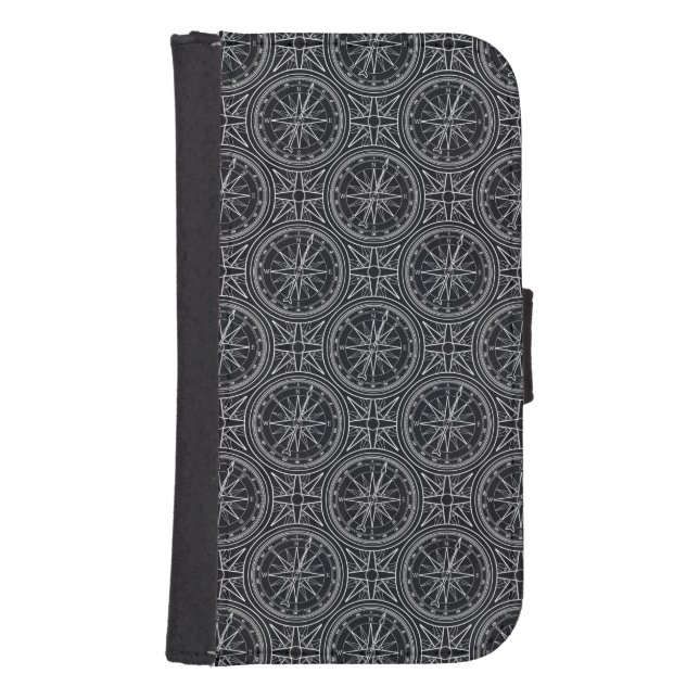 Wind Rose Compass Pattern Samsung Galaxy Wallet Case (Front)