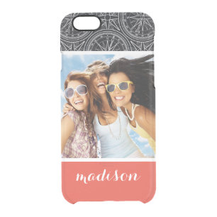 Wind Rose Compass Pattern   Your Photo & Name Clear iPhone 6/6S Case