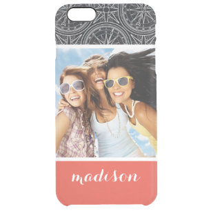 Wind Rose Compass Pattern   Your Photo & Name Clear iPhone 6 Plus Case