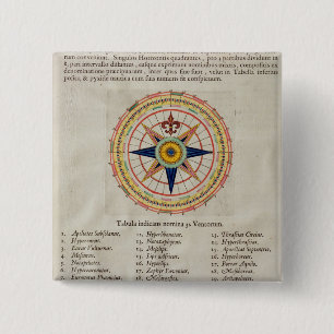 Wind rose with the 32 winds ofthe world pinback button
