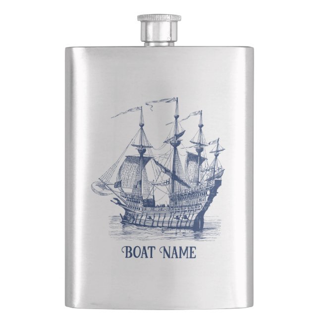 Wind sailing boat illustration flask (Front)