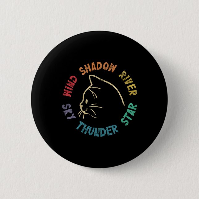 Wind Shadow River Star Thunder Sky Cat Feline Pull Button (Front)