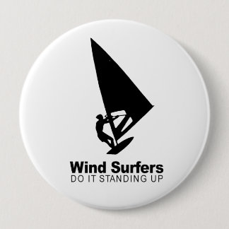 wind surfers do it standing up pinback button