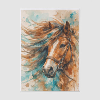 Wind-Tossed Grace Horse Watercolor Tissue Paper