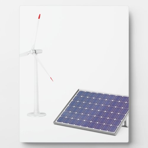Wind turbine and solar panel plaque