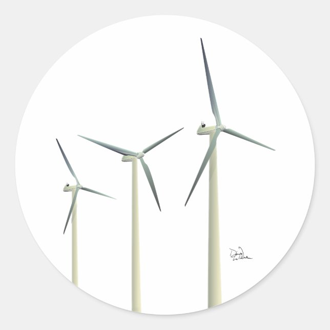 Wind Turbine Classic Round Sticker (Front)