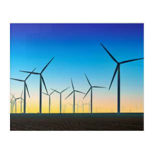 Wind Turbine Field Sunset Acrylic Print