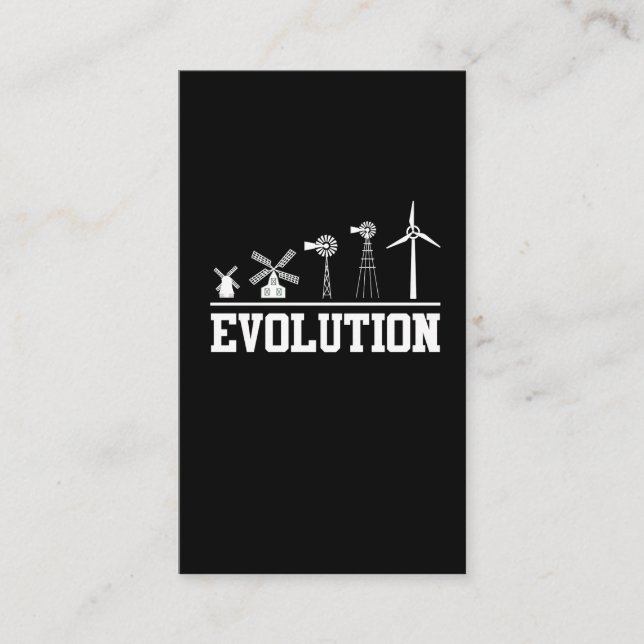 Wind Turbine History Clean Energy Evolution Business Card (Front)