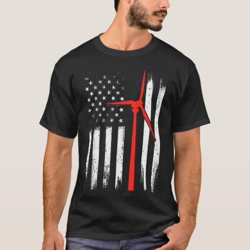 Wind Turbine Technician American Flag T_Shirt