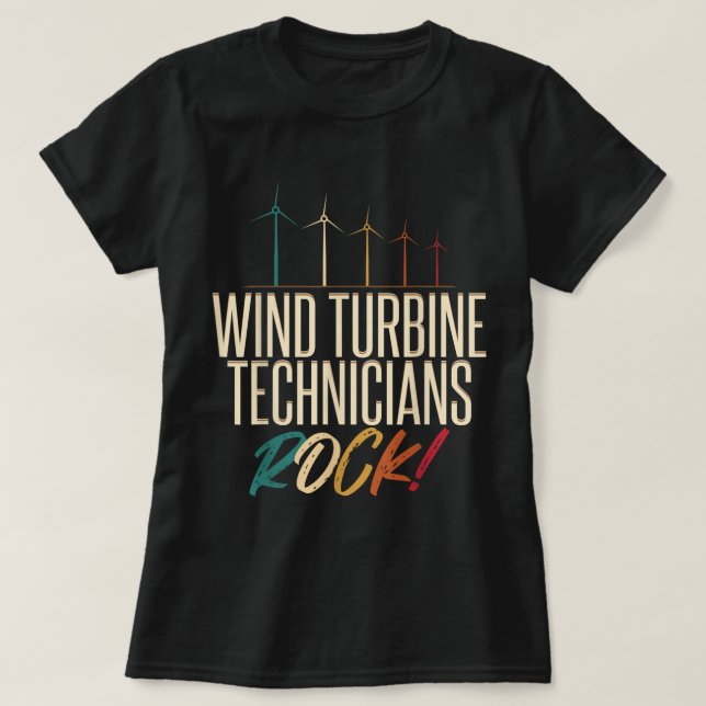 Wind Turbine Technician Rock Tech Funny Gift Appar T-Shirt (Design Front)