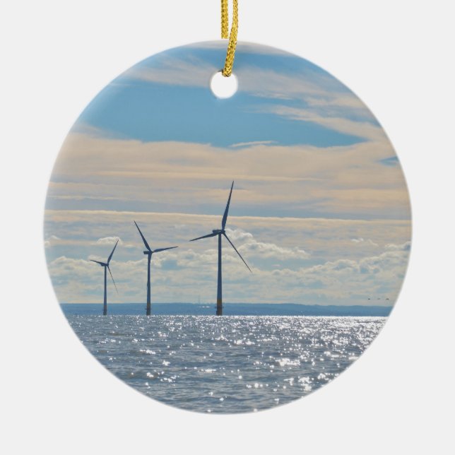 Wind Turbines Ceramic Ornament (Front)