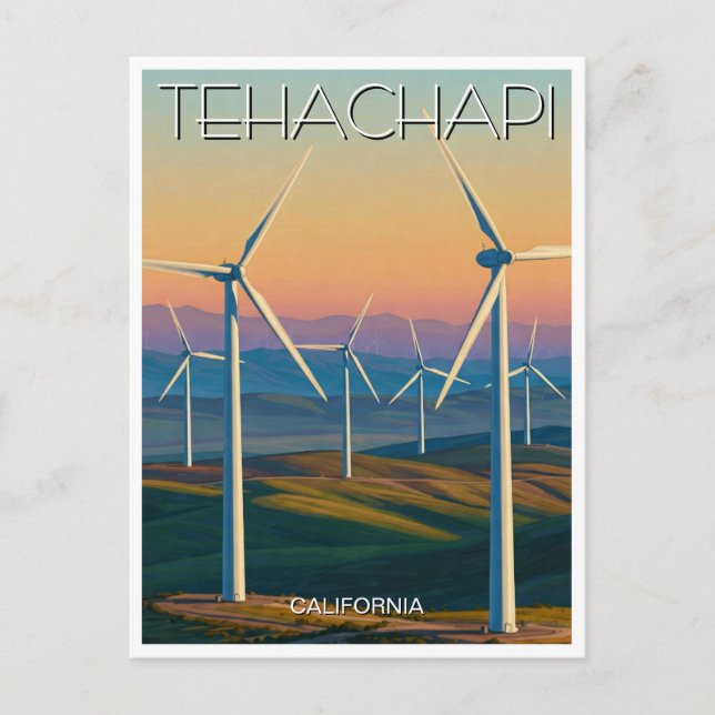 Wind Turbines in Tehachapi California Postcard (Front)