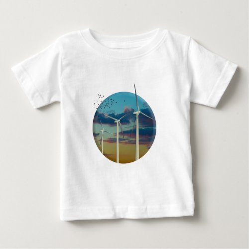 Wind Turbines Painted Sky Baby T_Shirt