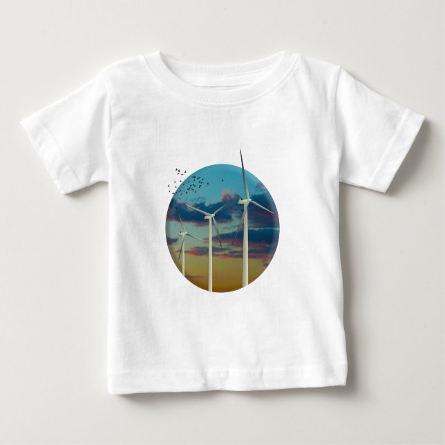 Wind Turbines Painted Sky Baby T-Shirt (Front)