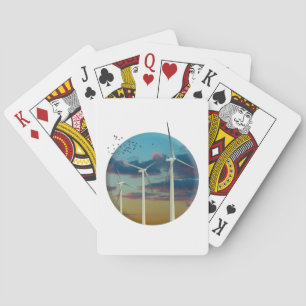 Wind Turbines Painted Sky Poker Cards