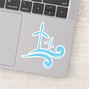 Wind turbines renewable energy blue or any color sticker