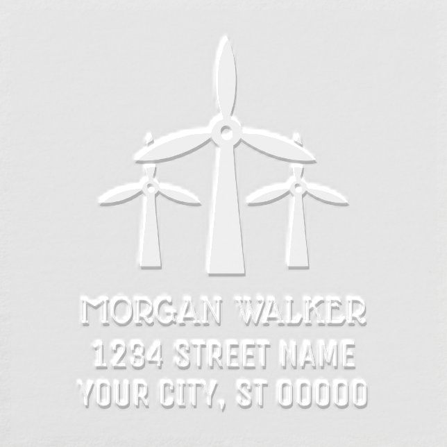 Wind Turbines Renewable Energy Name Address Embosser (Design)