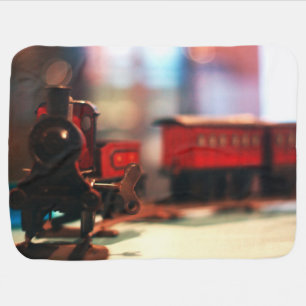 Wind Up Train Set Old Vintage Toy Carriage Blanket