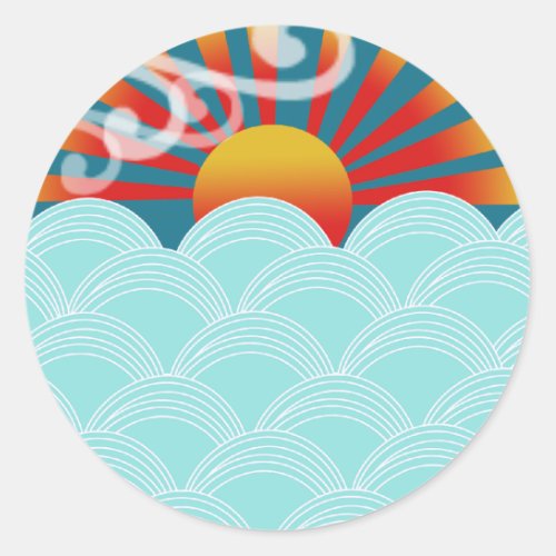Wind water stickers award winner design classic round sticker