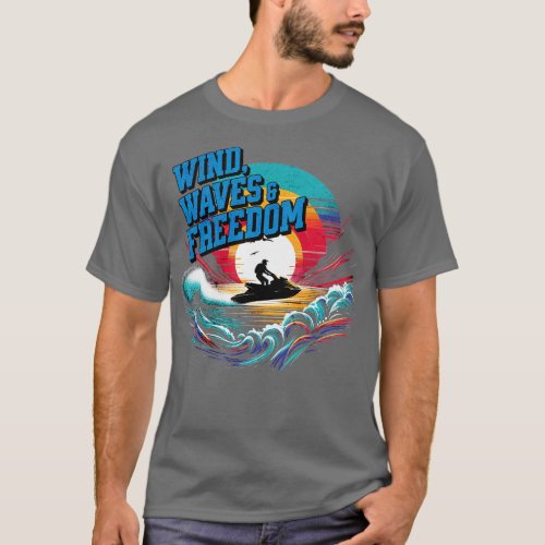 Wind Waves and Freedom Jetski Design T_Shirt