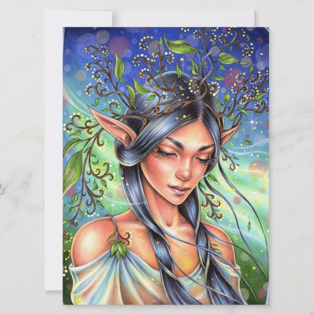 Wind Whispers Fairy Elf Fantasy Woman Art Card (Front)