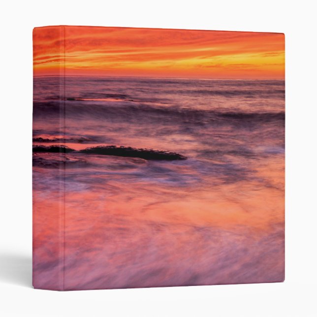 Windansea Beach Red Sunset 3 Ring Binder (Front/Spine)