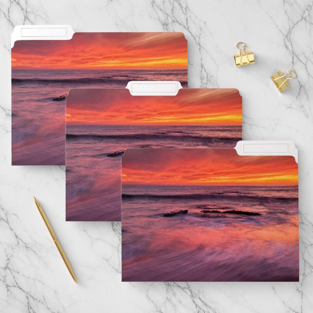 Windansea Beach Red Sunset File Folder (Set)