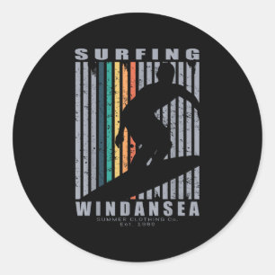 Windansea Surfing Beach Retro Surfing Summer Vacat Classic Round Sticker