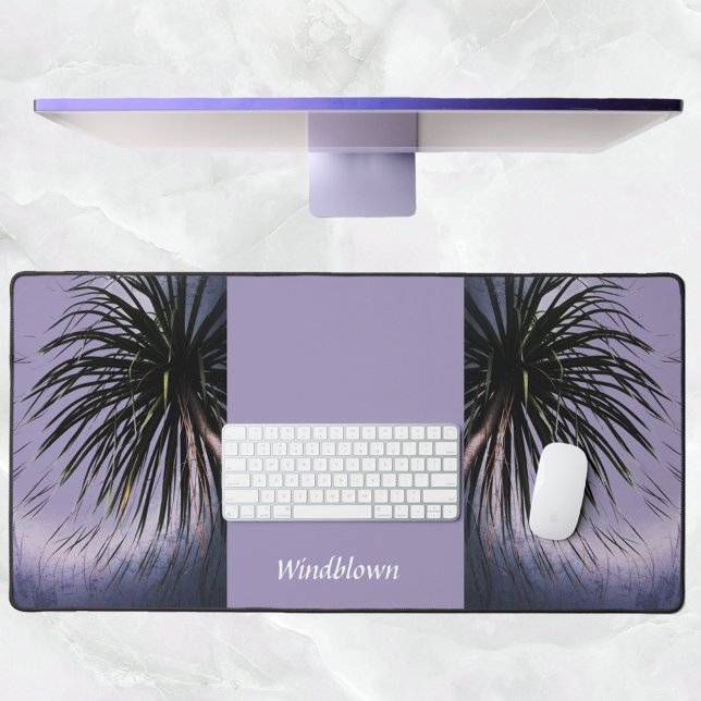 Windblown Palm Tree Tropical Purple Customizable Desk Mat (Creator Uploaded)