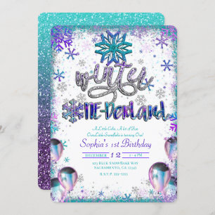 Winder One-derland Wonderland 1st Birthday Party Invitation