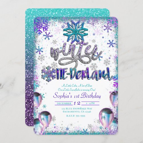 Winder One_derland Wonderland 1st Birthday Party Invitation