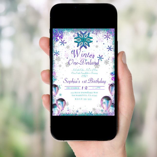 Winder One-Derland Wonderland 1st Birthday Party Invitation (Front Digital)