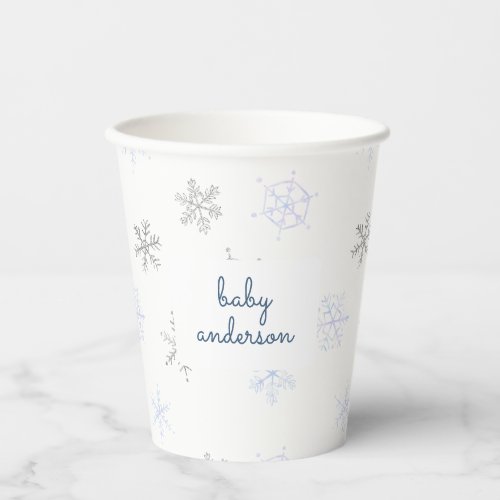 Winder Wonderland Snowflake Baby Shower Paper Cups