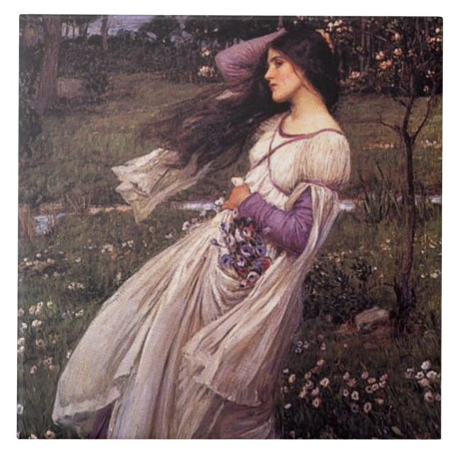 Windflowers-by John William Waterhouse, 1902 Tile (Front)