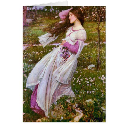 Windflowers by John William Waterhouse Cards (Front)