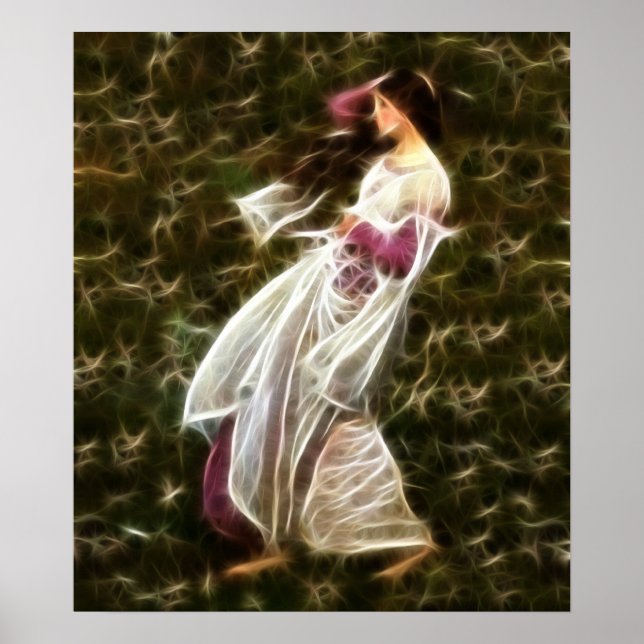Windflowers Waterhouse Fractal Painting Poster (Front)